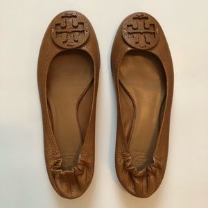 Tan leather flats